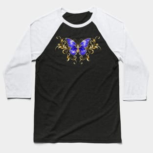 Sapphire Butterfly with Gold Pattern Baseball T-Shirt